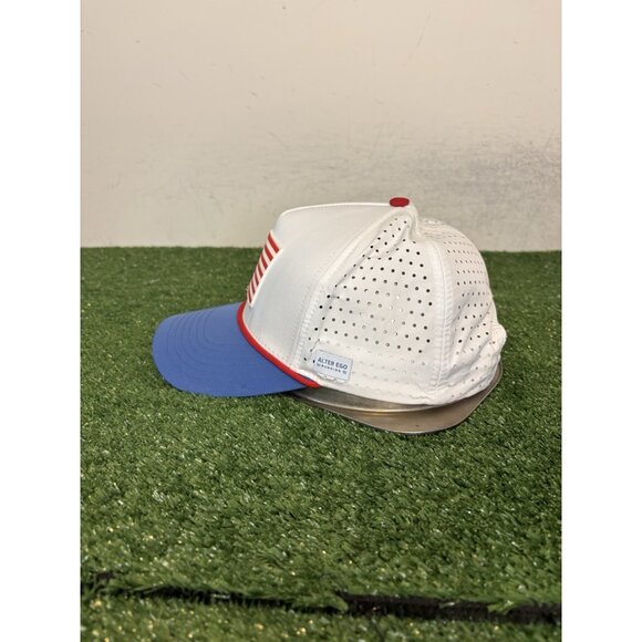 Alter Ego Running hat cap snap back white blue coaster USA breathable mesh 4 - Picture 4 of 7